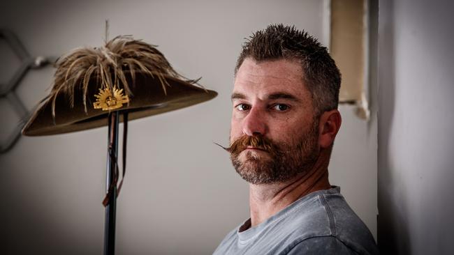 Duncan Percival. an army veteran suffering PTSD at his southern suburbs home. Picture: Matt Turner