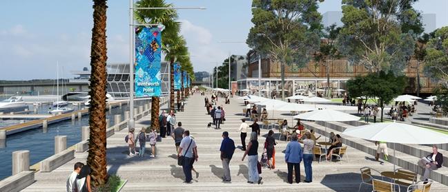 Artist impression of the proposed development at Wentworth Point, including a marina.