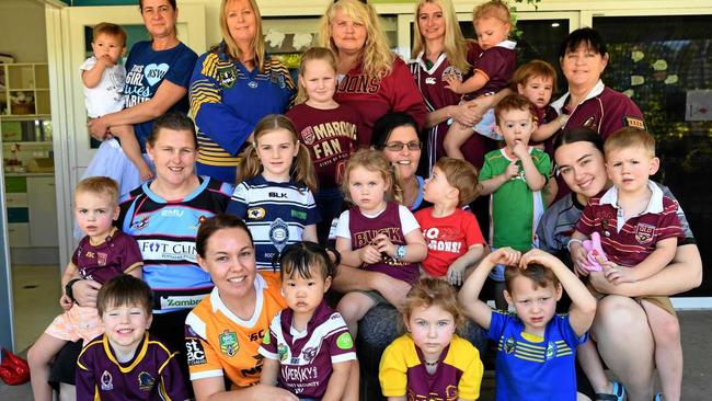 Staff and children of the Natural Wonders Early Learning Centre on Frenchville Rd will wear rugby gear on Wednesday to raise money for sick kids. Picture: Jann Houley