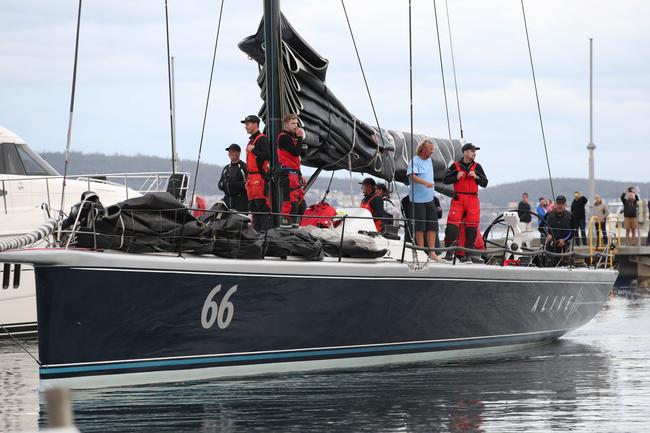 Alive claims line honours in the 2020 Launceston to Hobart yacht race. Picture: Zak Simmonds