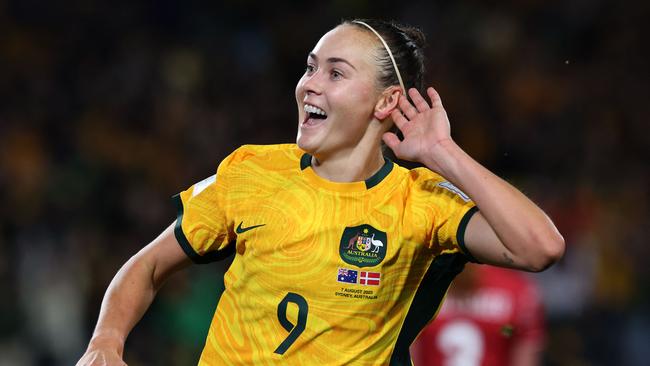 Caitlin Foord lit up Stadium Australia with an electric performance. Picture: AFP