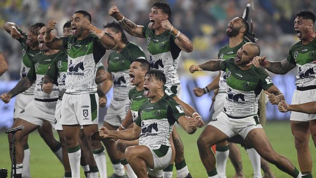 The Maori All Stars performance of the Haka before the NRL All Stars game received worldwide attention. Picture: Getty Images