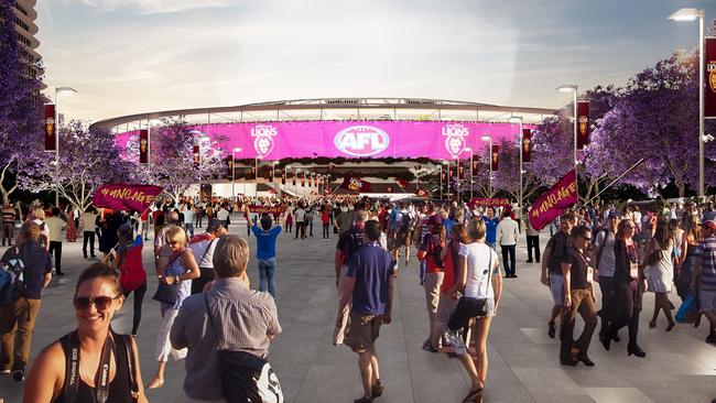 An artist’s impression of a proposed Gabba redevelopment for the 2032 Games