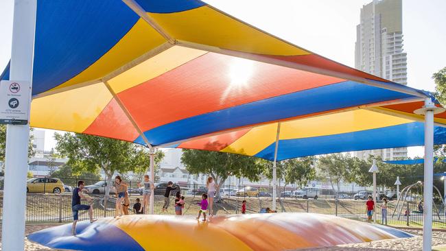 The jumping pillow at Broadwater Parklands. Picture: Jerad Williams