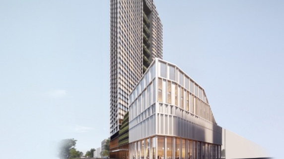 An artist's impression of a 46-storey development planned for High St, Penrith. Penrith Council has rejected the development, but say the developers can reapply in the future.