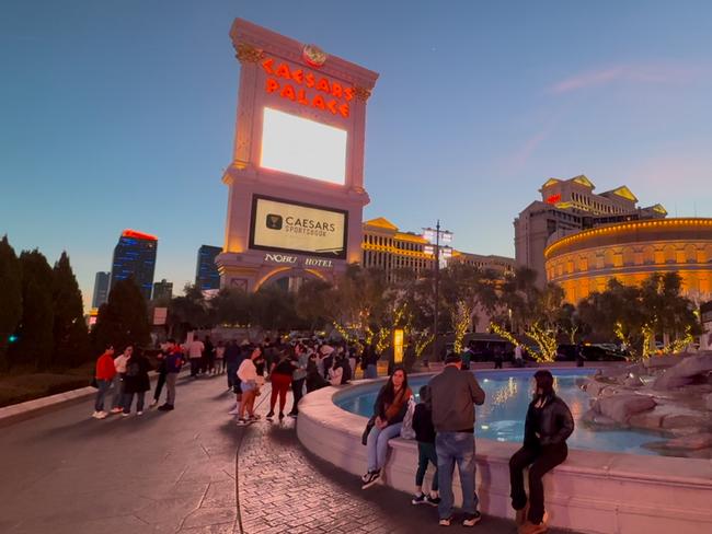 The show goes on in Las Vegas as punters enjoy a Saturday evening.