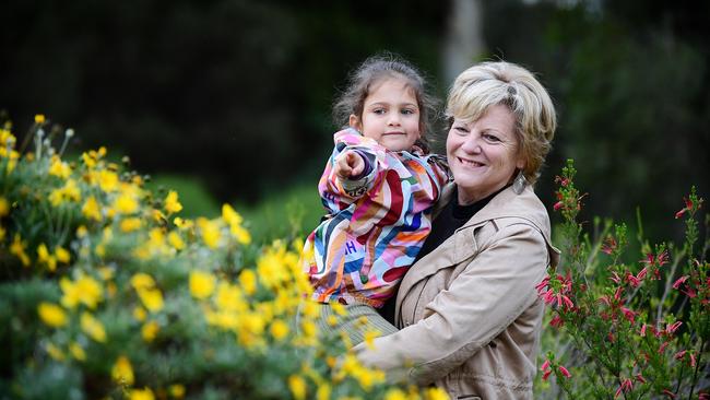 Dr Sheryn Pitman and her granddaughter Mahi, 3, enjoy Wittunga Botanic Garden. Picture: Mark Brake