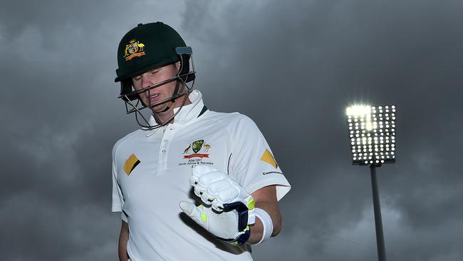 Australian captain Steve Smith leaves the field after Australia were bowled out for 85.