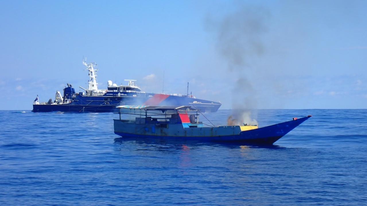 After the crew were detained, the boat was sent to the bottom of the sea. Picture: Supplied.