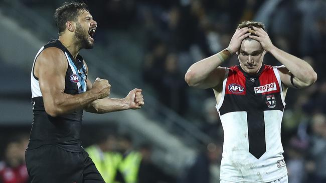 Paddy Ryder celebrates his 130 SuperCoach points. Picture: Sarah Reed