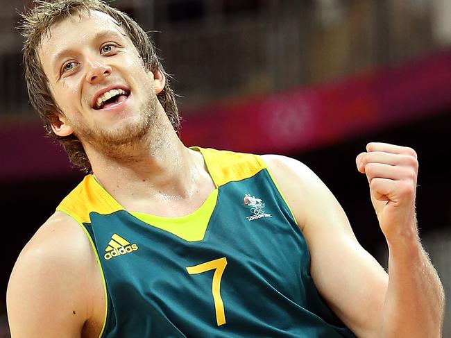 LONDON, ENGLAND - AUGUST 04: Joe Ingles #7 of Australia reacts after scoring against Great Britain during the Men's Basketball Preliminary Round match on Day 8 of the London 2012 Olympic Games at the Basketball Arena on August 4, 2012 in London, England. (Photo by Christian Petersen/Getty Images)