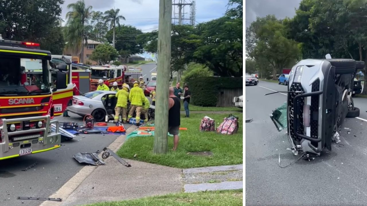 Man trapped in car after two-vehicle crash