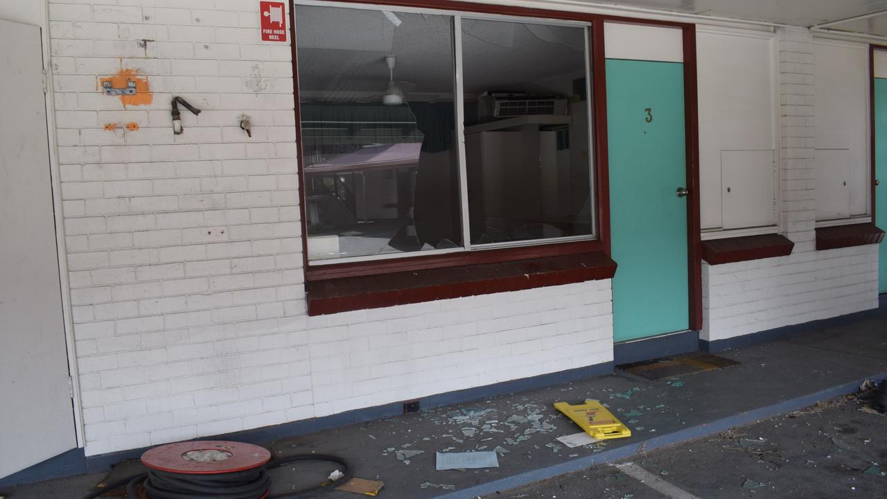 Vandalism at Ambassador Motel on February 6, 2024.