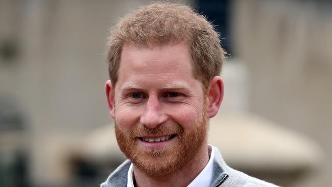 Prince Harry was beaming when he addressed the press hours after the arrival of his son. Picture: Steve Parsons/AFP