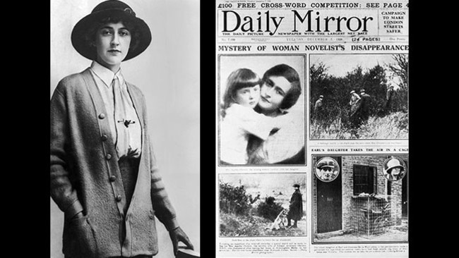 Agatha Christie and newspaper coverage of her disappearance in 1926.