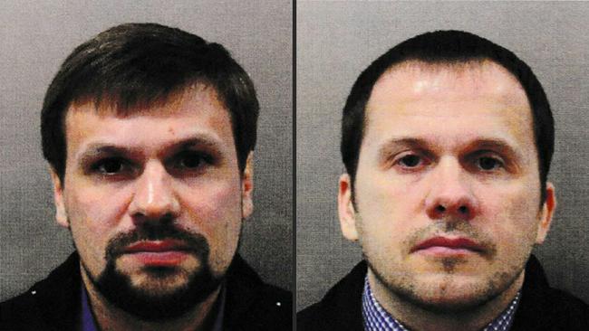 Ruslan Boshirov and Alexander Petrov, who were wanted by British police in connection with the nerve agent attack on former Russian spy Sergei Skripal and his daughter Yulia in 2018. Picture: AFP