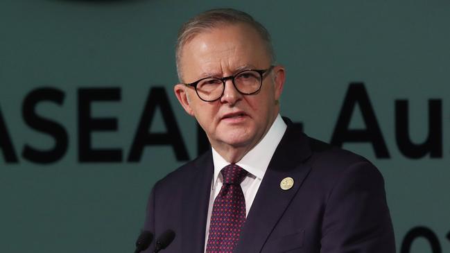 MELBOURNE, AUSTRALIA - NewsWire Photos, MARCH 5, 2024. Prime Ministers Anthony Albanese addrees the CEO lunch at the 2024 ASEAN-Australia Special Summit. Picture: NCA NewsWire / David Crosling