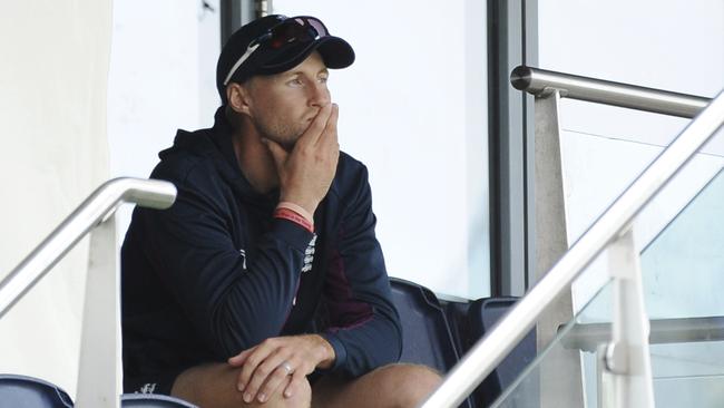 Joe Root watches on as his team crumbles. Picture: AP