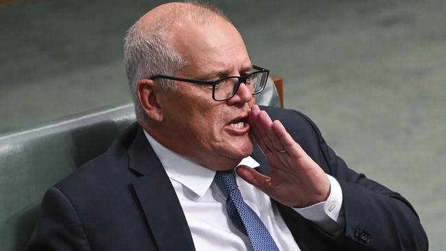 Mr Morrison interjected during Mr Shorten’s answer. Picture: NCA NewsWire / Martin Ollman