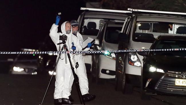 Forensic police at the scene in 2018. Picture: David Swift.