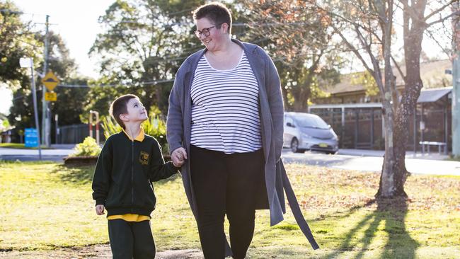 Kristen Tomlinson and son Lucian, aged five, are not happy about the suggestion. Picture: Dylan Robinson