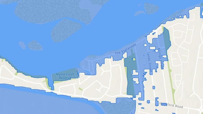 Gold Coast Council mapping showing projected flood levels from Cyclone Alfred. Coombabah