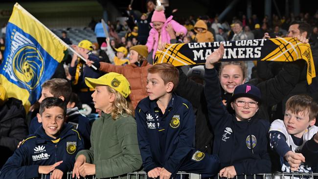 SYDNEY, AUSTRALIA - MAY 20: Central Coast Mariners fans during the second leg of the A-League Men's Semi Final between Central Coast Mariners and Adelaide United at Industree Group Stadium on May 20, 2023, in Sydney, Australia. (Photo by Izhar Khan/Getty Images)