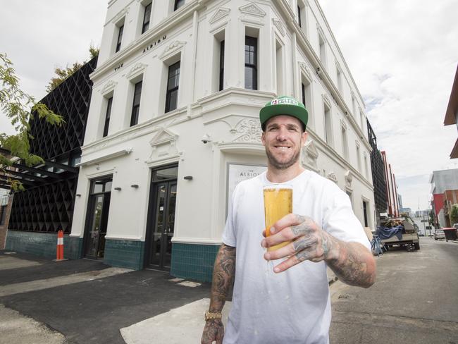 Dane Swan at his newly renovated pub, The Albion at 172 York Street in South Melbourne. Picture: Jason Edwards