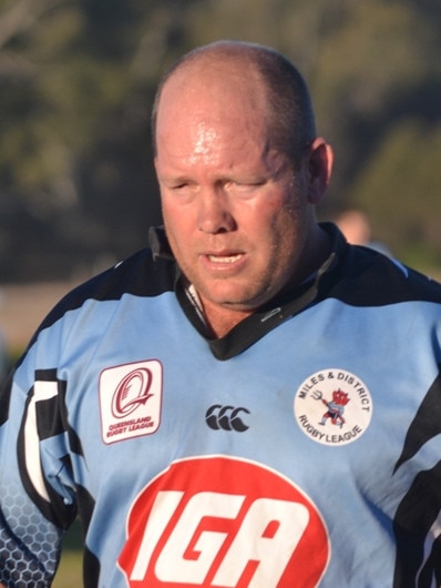 Wayne Collie breaks a sweat for the Miles Devils. Photo Harry Clarke / Chinchilla News