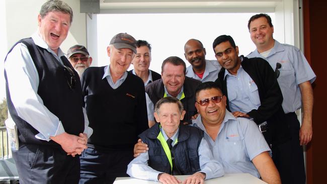 Busways Driver Vince Jones, 72, retires after driving buses for 49 years. Friends farewell Mr Jones at Busways depot in Penrith.