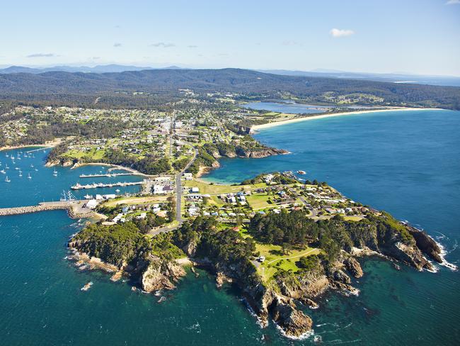 Aerial view of Eden and Twofold Bay on the southern coast of NSW. Picture: Supplied