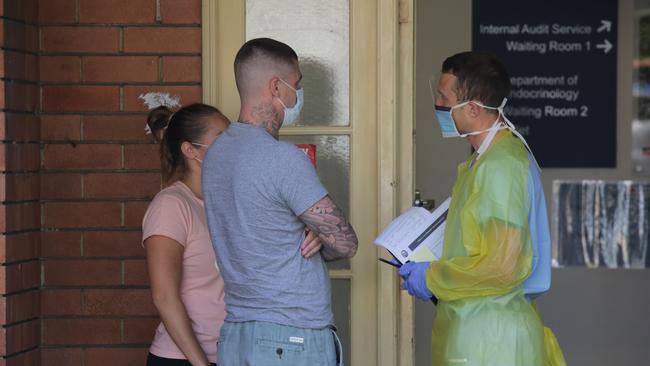 People at the Prince of Wales Hospital testing facility. Picture: Christian Gilles