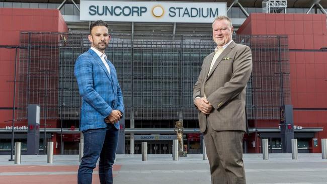 Nick Livermore from the Brisbane Bombers and Steve Johnson from the Ipswich Jets joined forces to bid for an NRL licence. Picture: Richard Walker