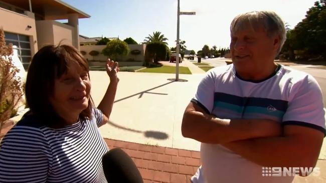 Antonio and Nancy Grasso can see a funny side to the situation, but are concerned that it’s dangerous. Picture: Nine News