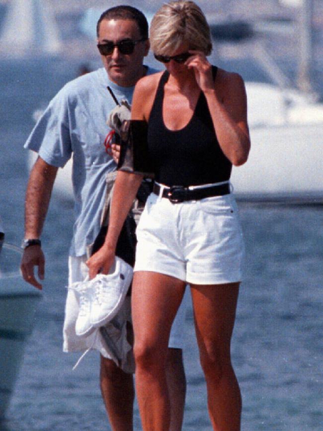 Diana with Dodi Al Fayed in St Tropez. Picture: AFP.