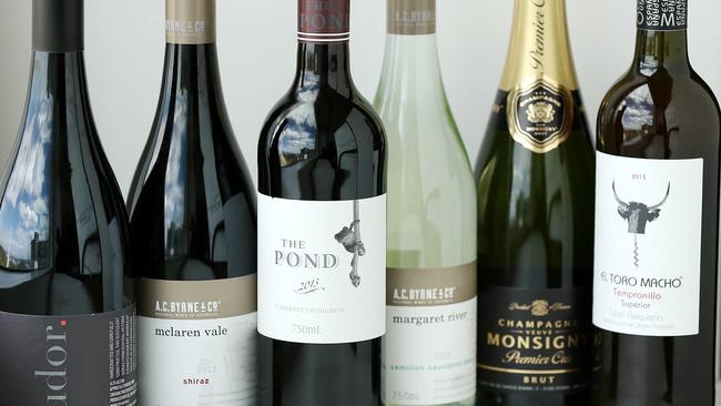 Aldi range of private label wines. Picture: Tim Carrafa