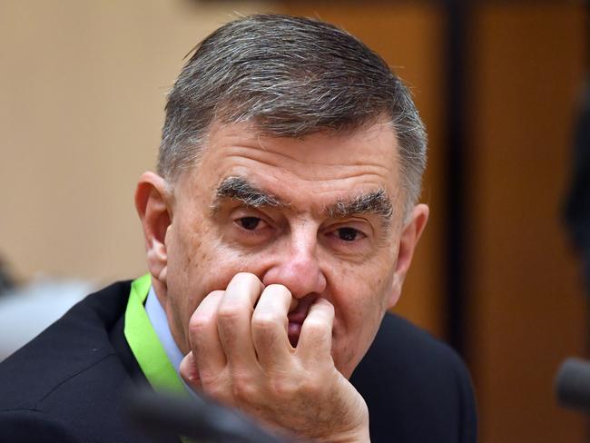 Chief Medical Officer Professor Brendan Murphy appears at a Senate Estimates hearing at Parliament House in Canberra. Picture: AAP