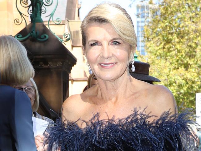 Julie Bishop leaves .Mourners leave the state funeral for Carla Zampatti at the St MaryÃ¢â¬â¢s Cathedral.picture John Grainger