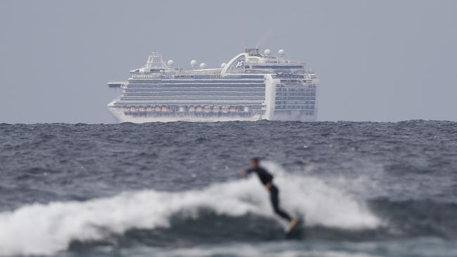 The Ruby Princess Cruise Ship is seen off the coast of Sydney on March 24. Picture: Getty