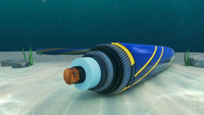 Marinus Link Undersea-HVDC-cable- Artist's impression before buried beneath Bass Strait sea floor.