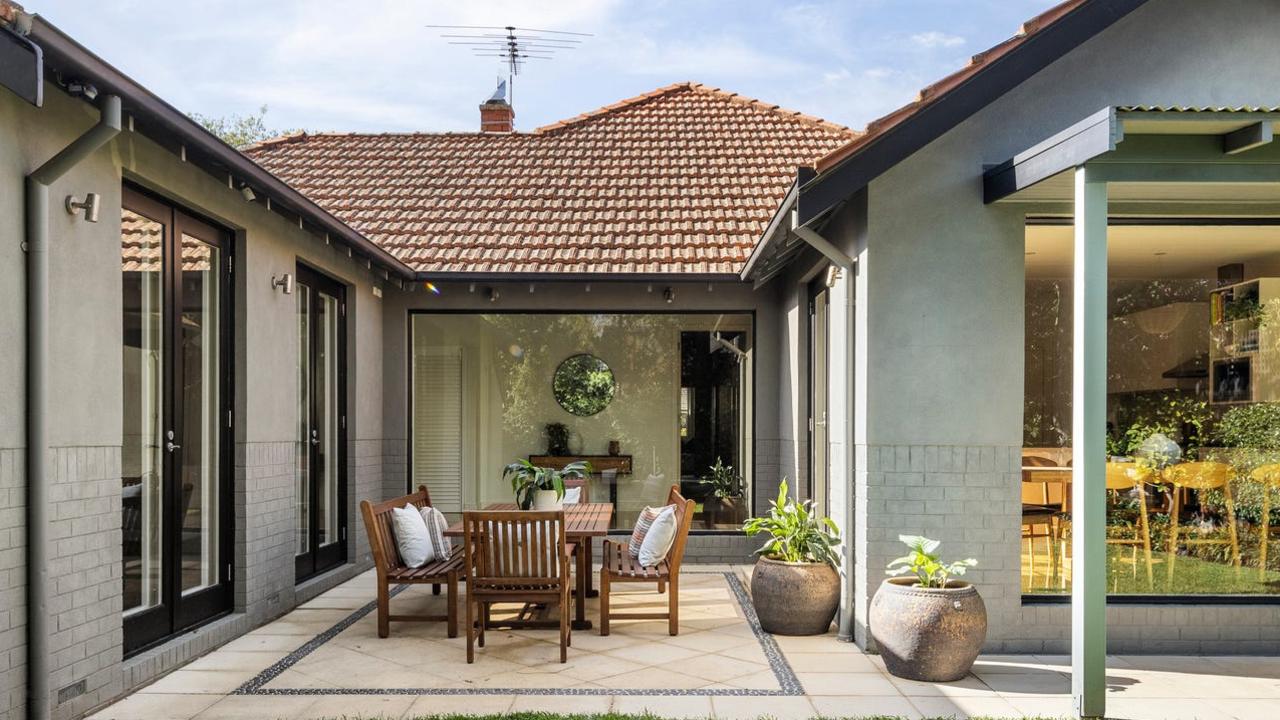 The courtyard at the rear of the home.