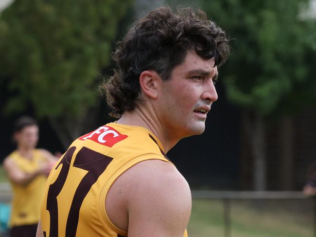 Tom Barrass at Hawthorn AFL training in Mulgrave. Tuesday, February 4, 2025. Picture: David Crosling