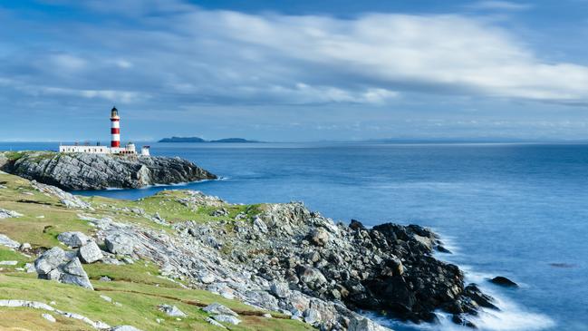 Eilean Glas lighthouse on the Isle of Scalpay on Lewis and Harris in the Outer Hebrides of Scotland. Since the onset of the coronavirus pandemic, a surge of buyers have bought up many of the available houses, far from COVID-19 hot spots on the British mainland.