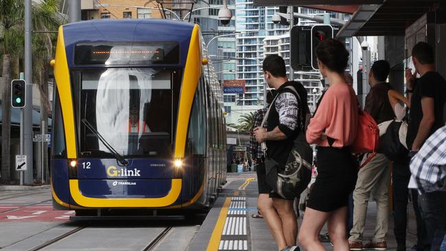 One of the city’s busiest intersections along the light rail at Cavill Ave and Surfers Paradise Boulevard. Picture by Scott Fletcher