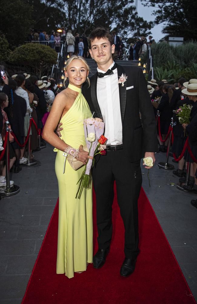 Lucie Ramsay and partner Luke Williams arrive at The Glennie School formal at Picnic Point, Thursday, September 12, 2024. Picture: Kevin Farmer