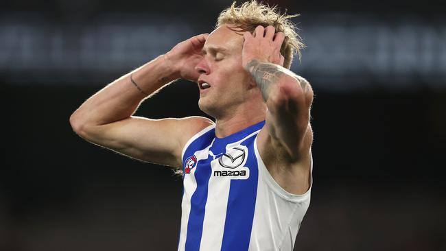 Jaidyn Stephenson’s high-profile trade to North Melbourne hasn’t worked out. Picture: Michael Klein