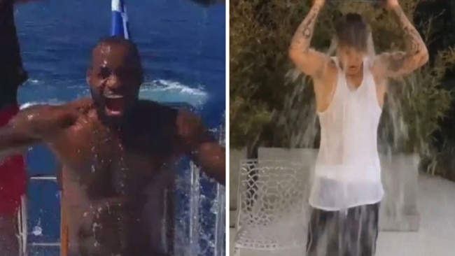LeBron James (L) and Justin Bieber (R) also took part in the fun - but there were dark consequences. Picture: YouTube