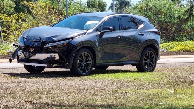 A car was made inoperable after a collision on Tiger Brennan Drive on July 17. Picture: Tom Schelling