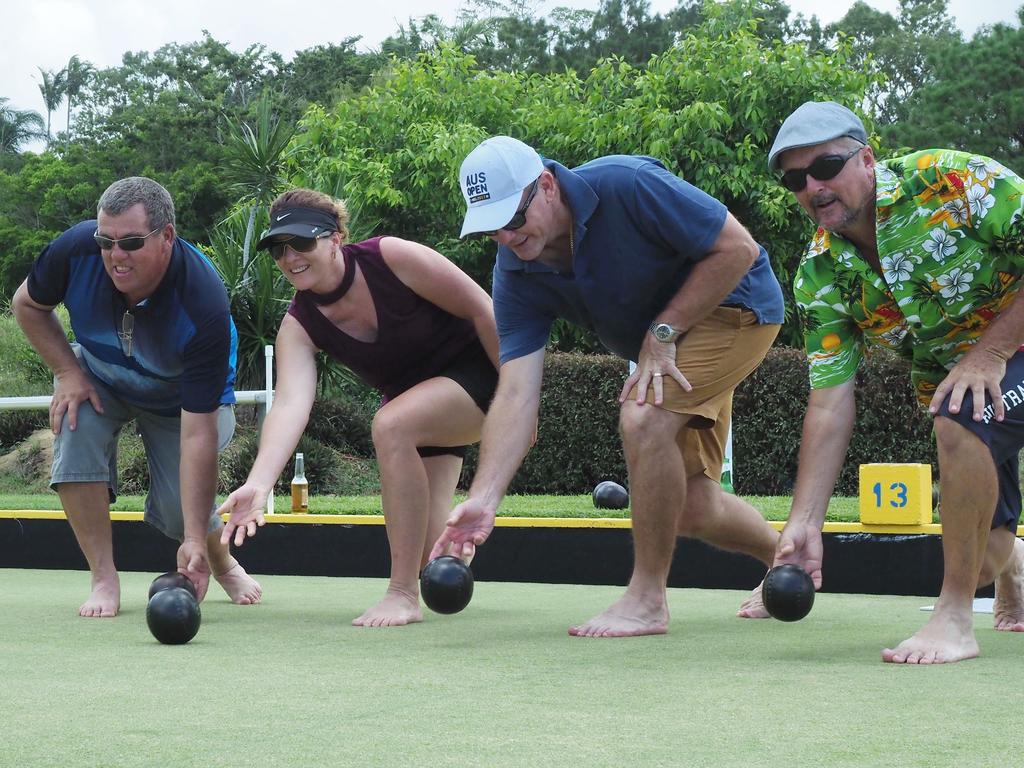 Barefoot Bowls at Northern Beaches Bowls Club - Gordon Brown, Rhondell Hospers, Rick Hospers and Greg Coad - Australia Day in Mackay 2018