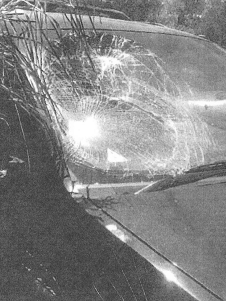 Daniel Andrews’ Ford territory windscreen smashed after the 2013 crash. Picture: Supplied